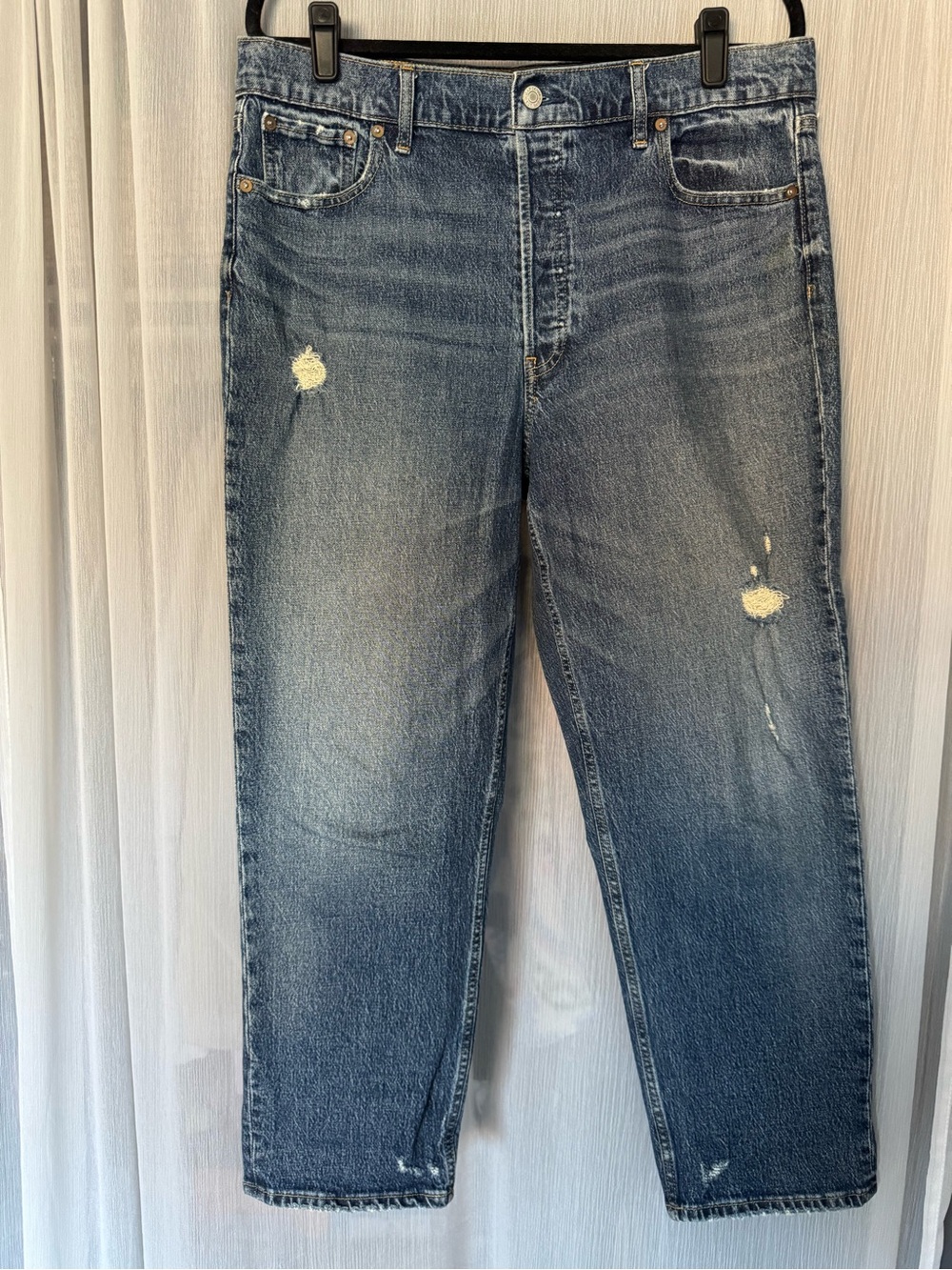 Women’s Gap Cheeky Straight High Rise Distressed Blue Denim Jeans